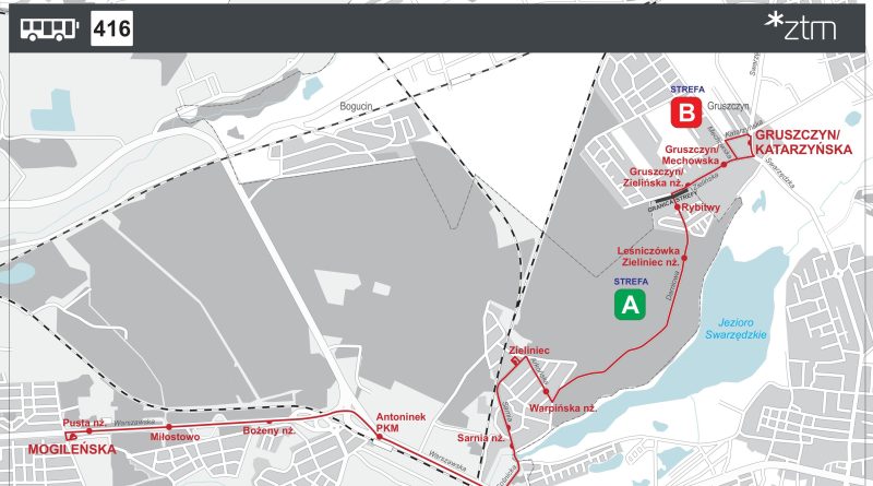 Autobus 416 do Gruszczyna rusza