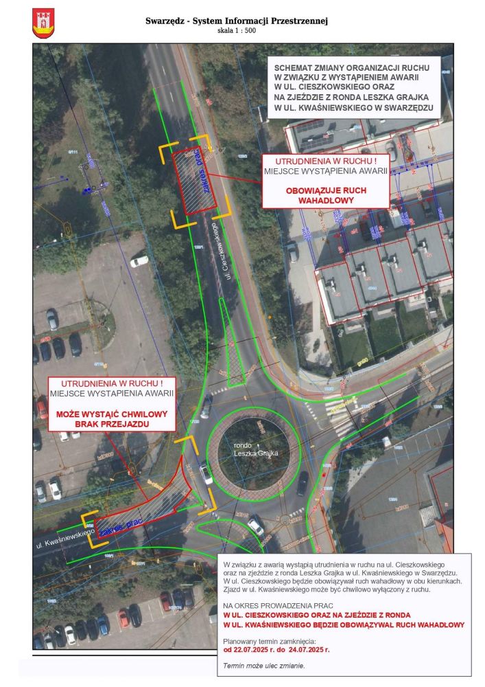 Ruch wahadłowy na ulicy Cieszkowskiego: od 22 lipca