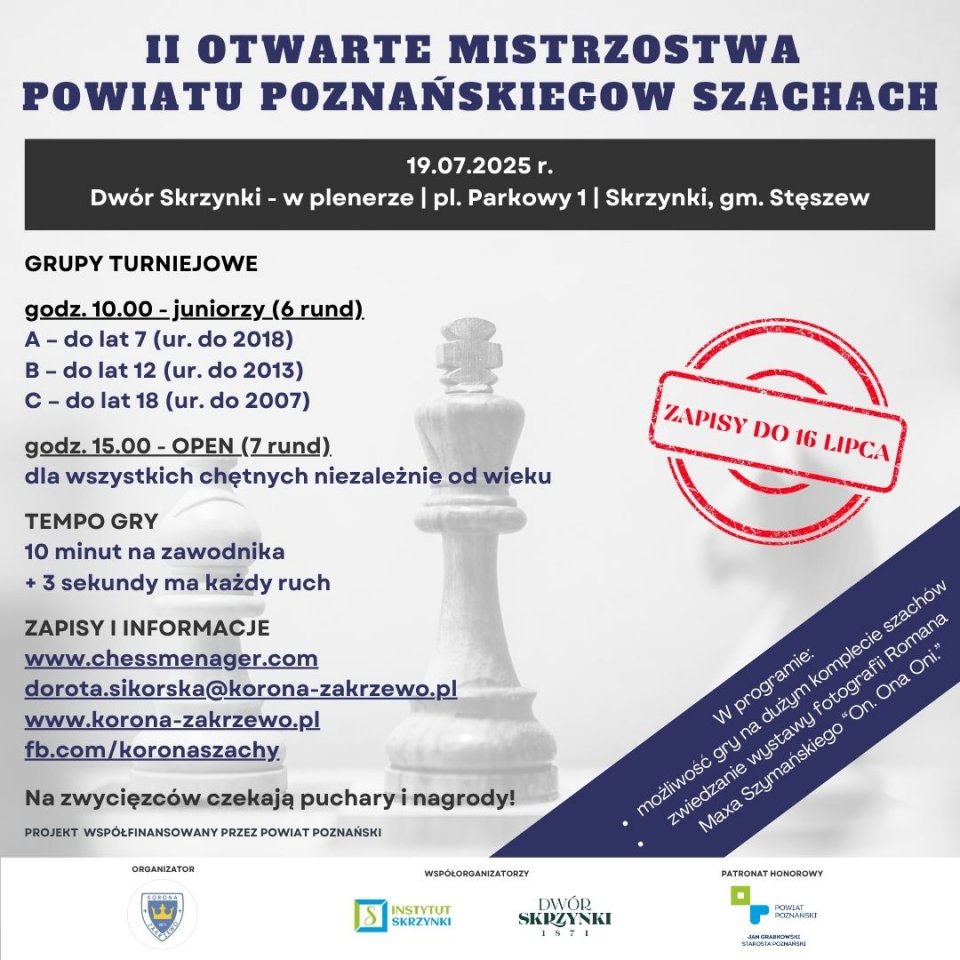 Otwarte Mistrzostwa Powiatu Poznańskiego w szachach - 19 lipca