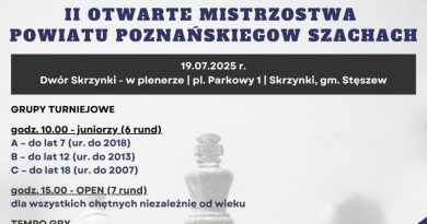 Otwarte Mistrzostwa Powiatu Poznańskiego w szachach - 19 lipca
