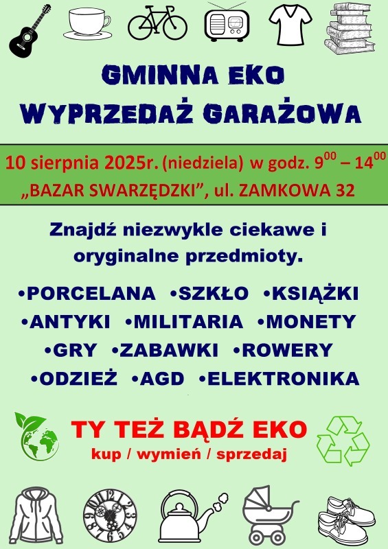 Bazar Swarzędzki zaprasza na Gminną Eko Wyprzedaż:10 sierpnia