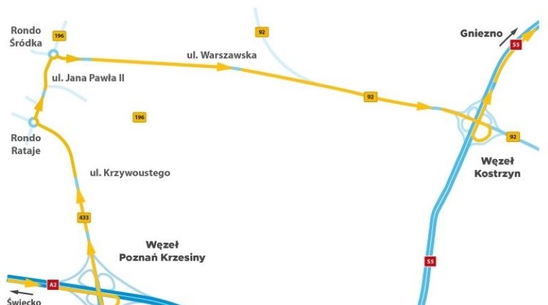 Remont nawierzchni na węźle Poznań Wschód – od 23 sierpnia