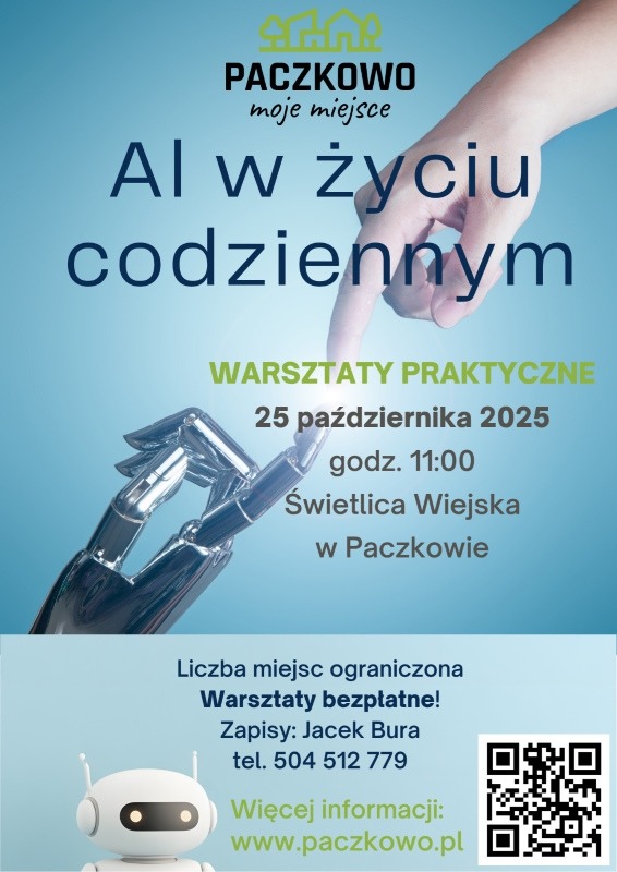 Sztuczna Inteligencja "AI" w codziennym życiu - Warsztaty w Paczkowie