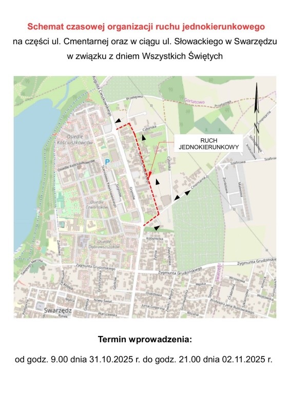 Zmiany w organizacji ruchu w Swarzędzu w okresie Wszystkich Świętych