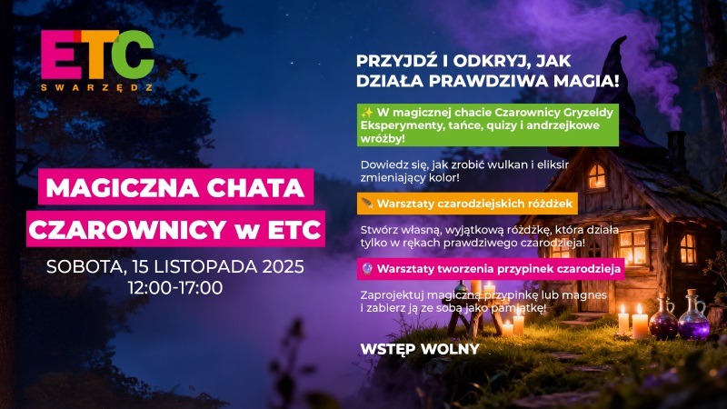 Magiczna chata czarownicy w ETC Swarzędz – andrzejkowa zabawa dla dzieci
