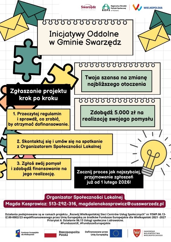 Inicjatywy oddolne w gminie Swarzędz – nabór projektów od lutego