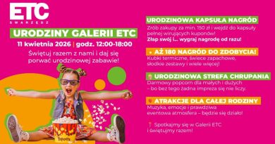 ETC Swarzędz zaprasza na 32. urodziny. W programie widowiskowa kapsuła nagród i atrakcje dla całych rodzin ETC Swarzędz zaprasza na 32. urodziny. W programie widowiskowa kapsuła nagród i atrakcje dla całych rodzin